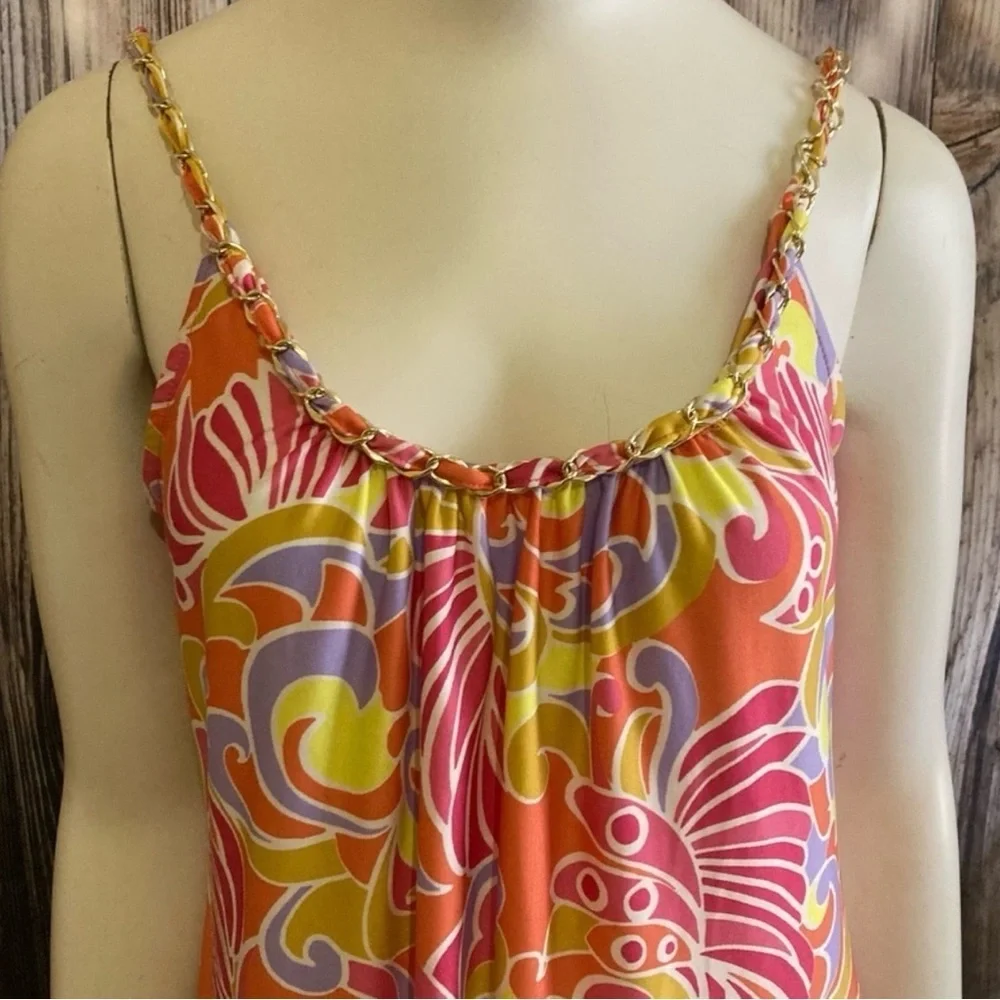 Women’s Small Sleeveless Colorful Chain Retro Style Shift Sun Dress Knee Length - Picture 3 of 12